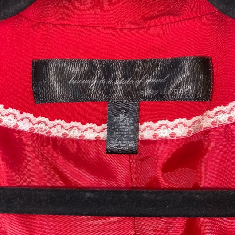 Women's apostrophe Red Tailored Blazer Size 2 - Picture 3 of 4